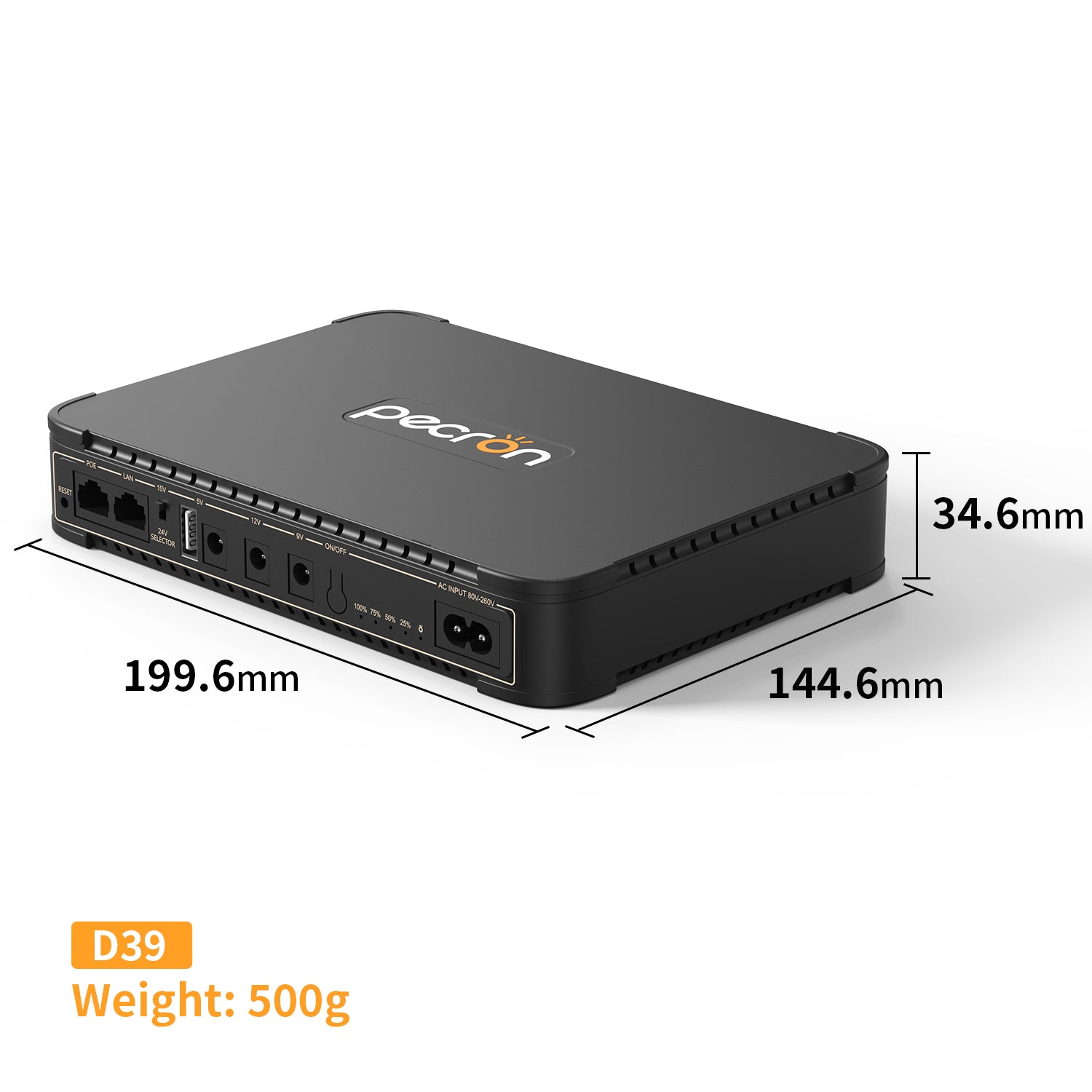 Pecron D39 DC UPS Battery Backup, 38.48Wh Small UPS for WiFi Router/Modem/Security Camera/Phone, With PoE Port, 5V/9V/12V Ship Next Week