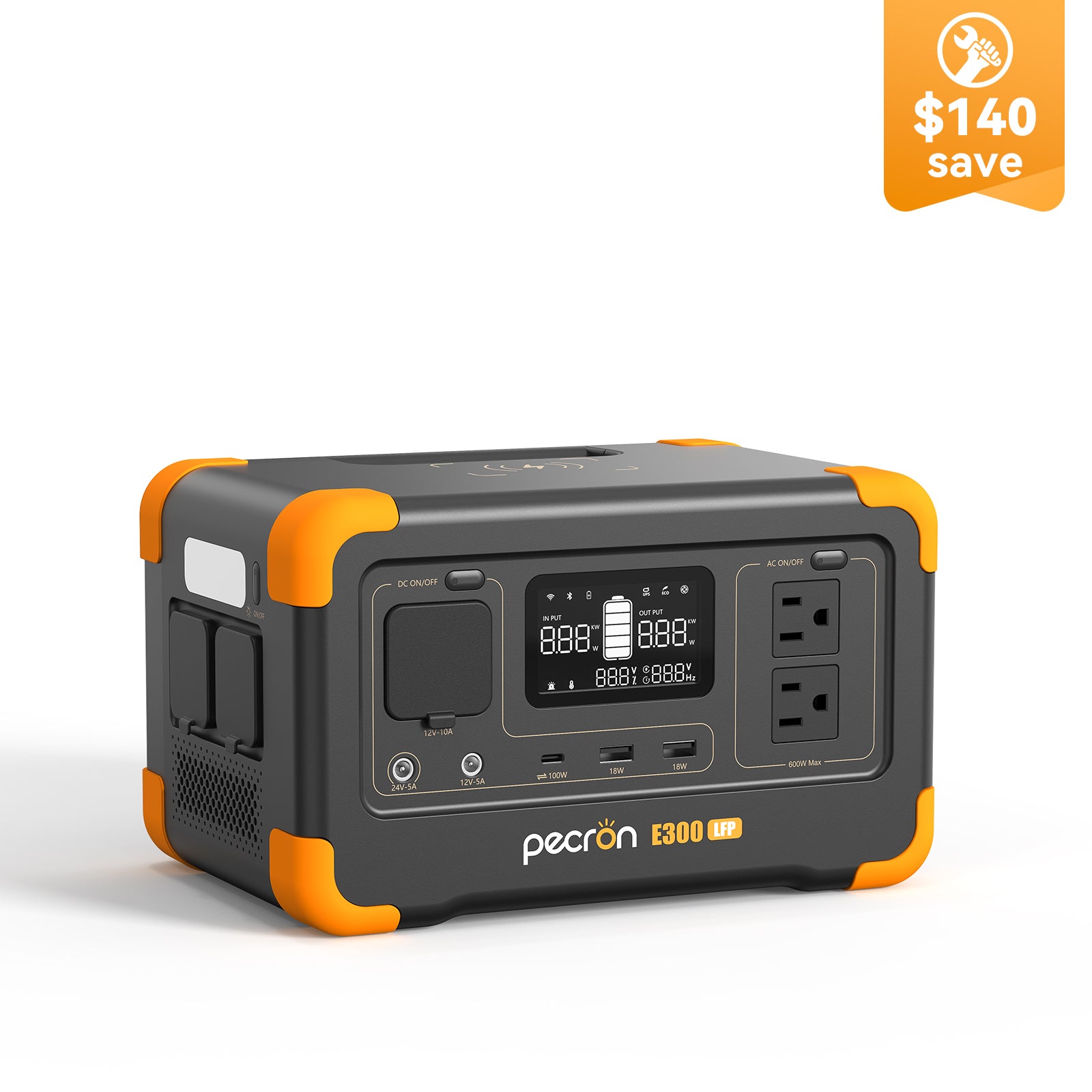 PECRON E300LFP Portable Power Station 600W 288Wh