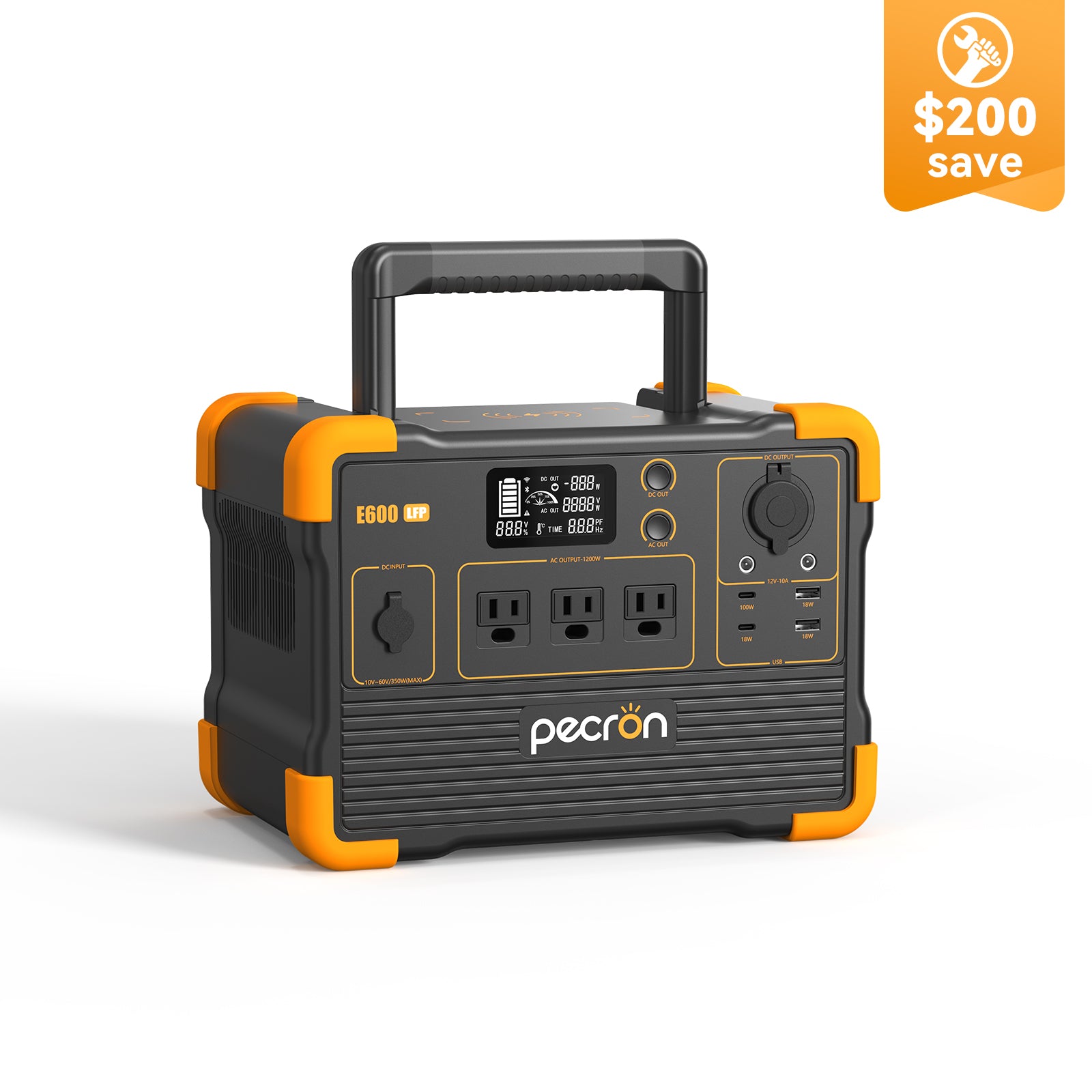 Pecron E600LFP Tragbares Kraftwerk 1200W 614Wh LiFePo4