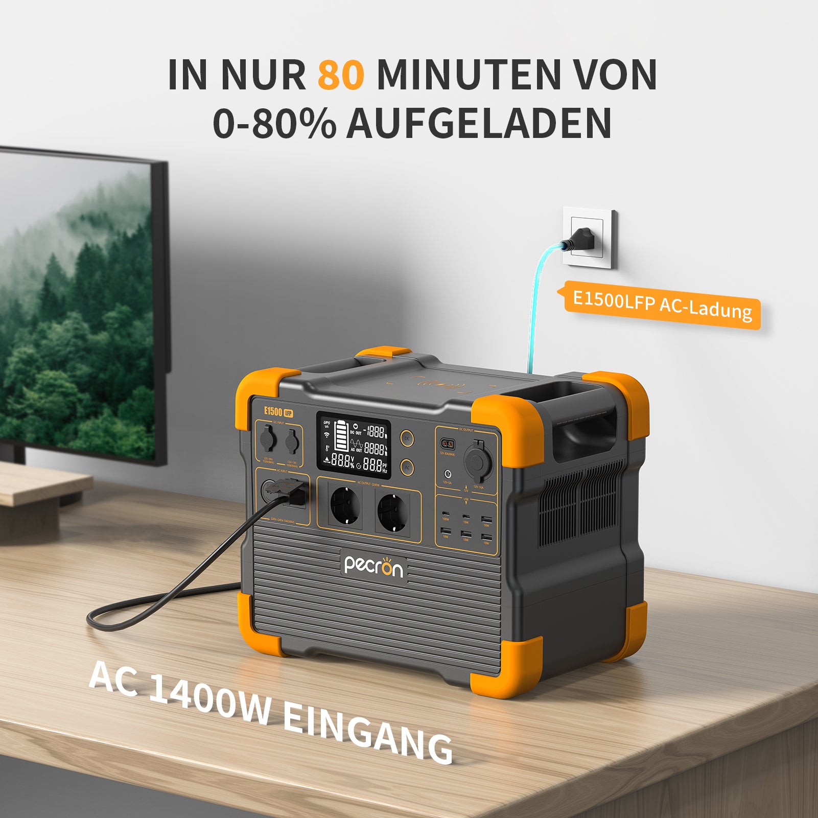 PECRON E1500LFP Expandable Power Station 2200W 1536Wh 230V EU Version