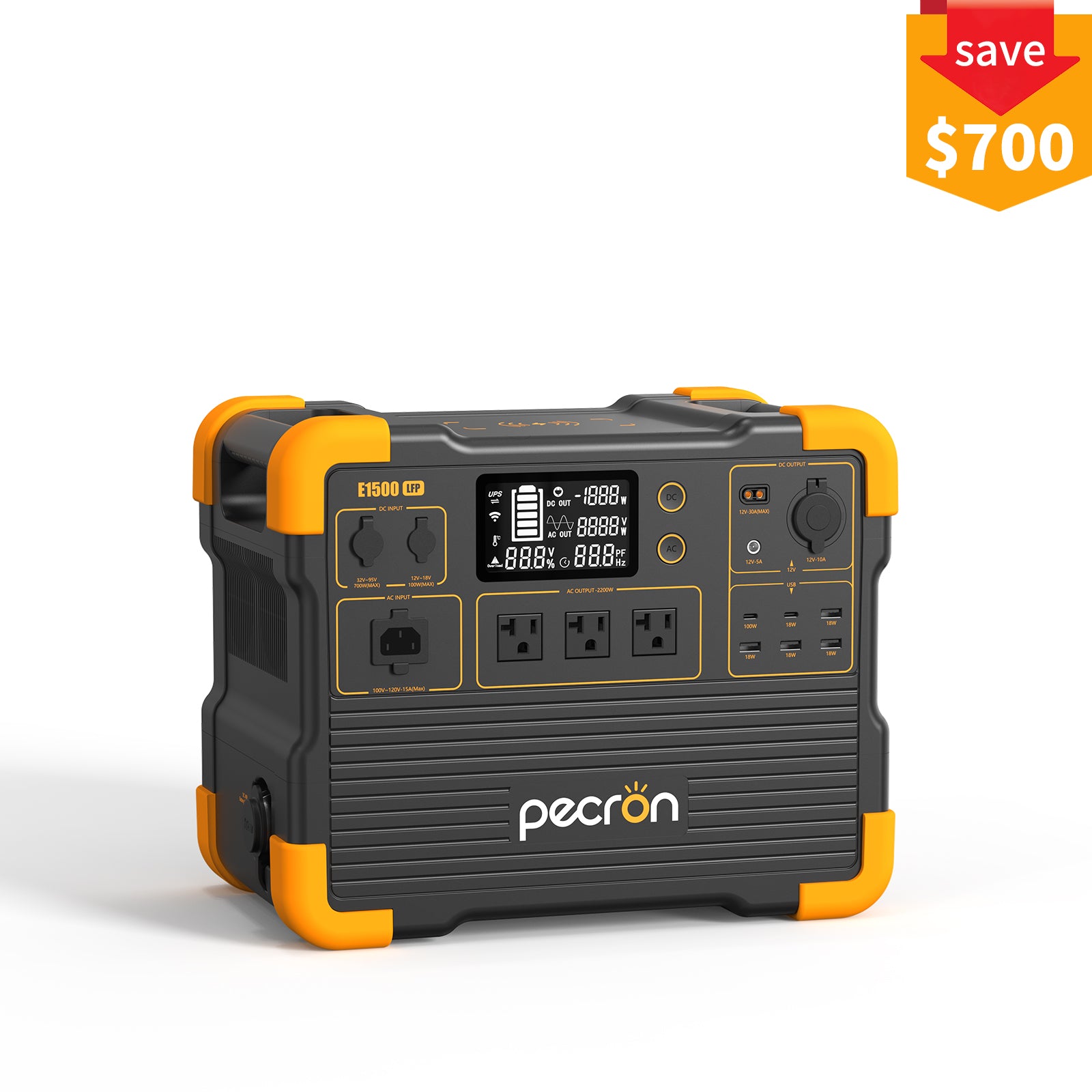 PECRON E1500LFP Expandable Portable Power Station 2200W 1536Wh
