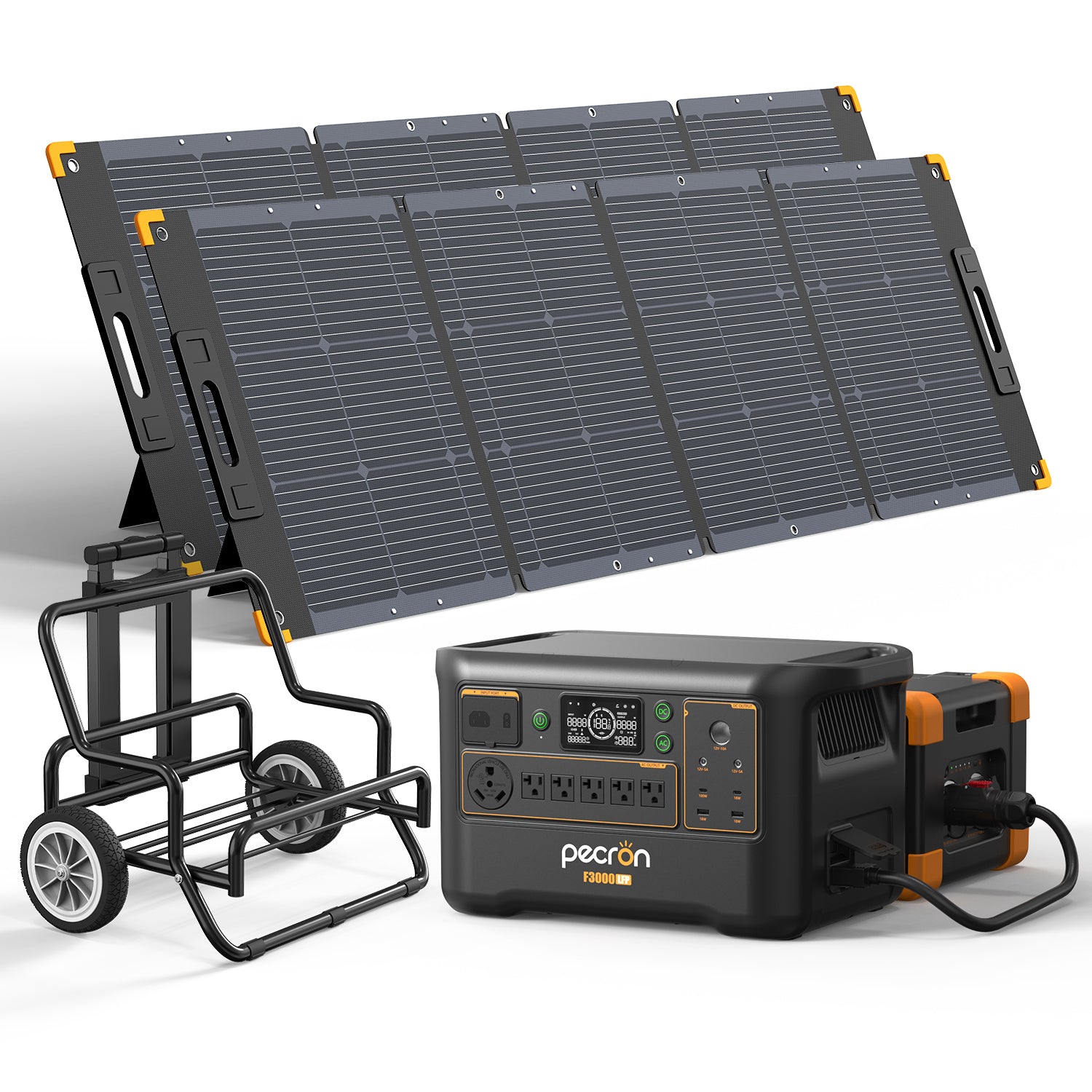 F3000LFP+2*PV300+EP3800-48V / With Cart / Battery Pack EP3800-48v is 3840Wh (only battery/not output/input)