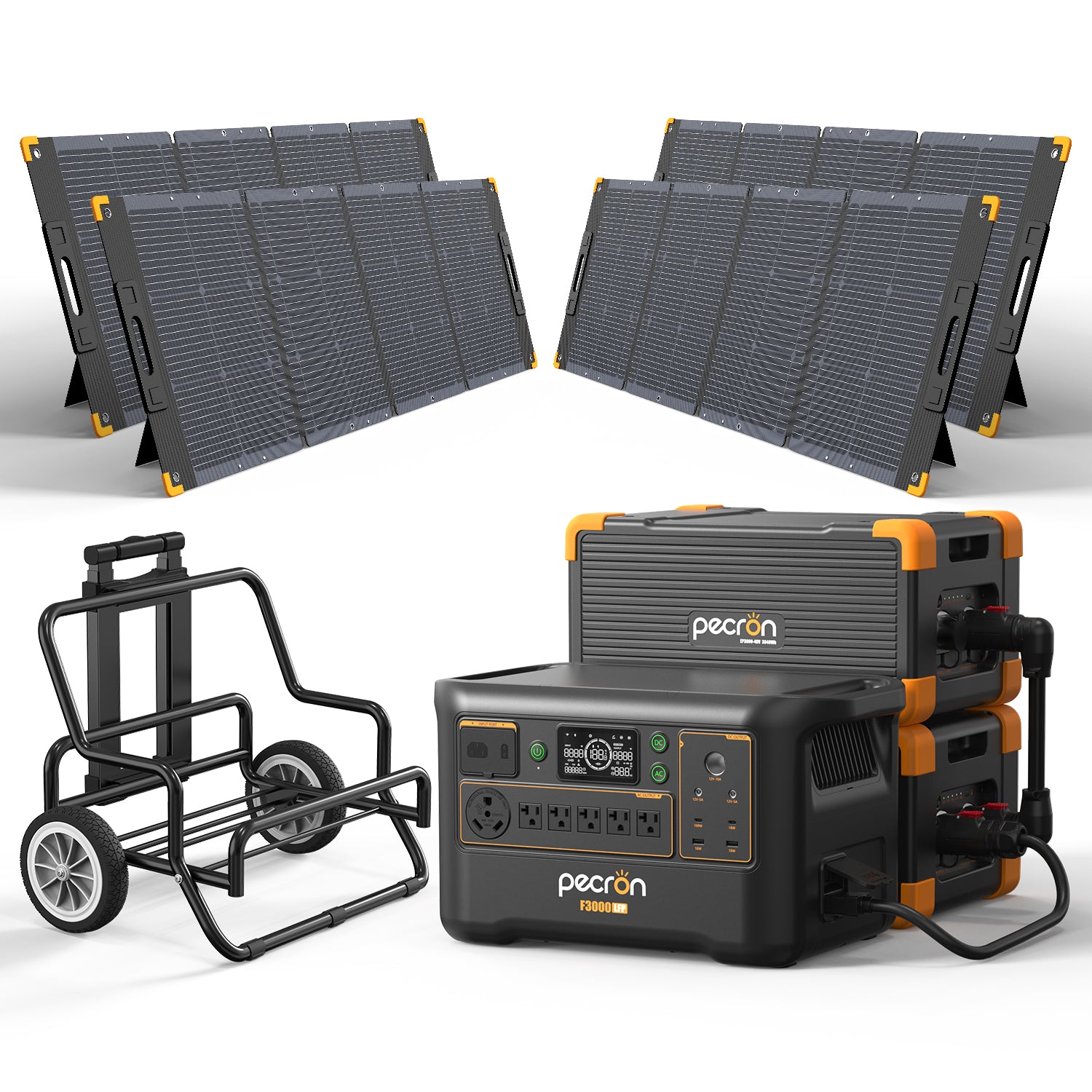 F3000LFP+4*PV300+2*EP3800-48V / With Cart / Battery Pack EP3800-48v is 3840Wh (only battery/not output/input)