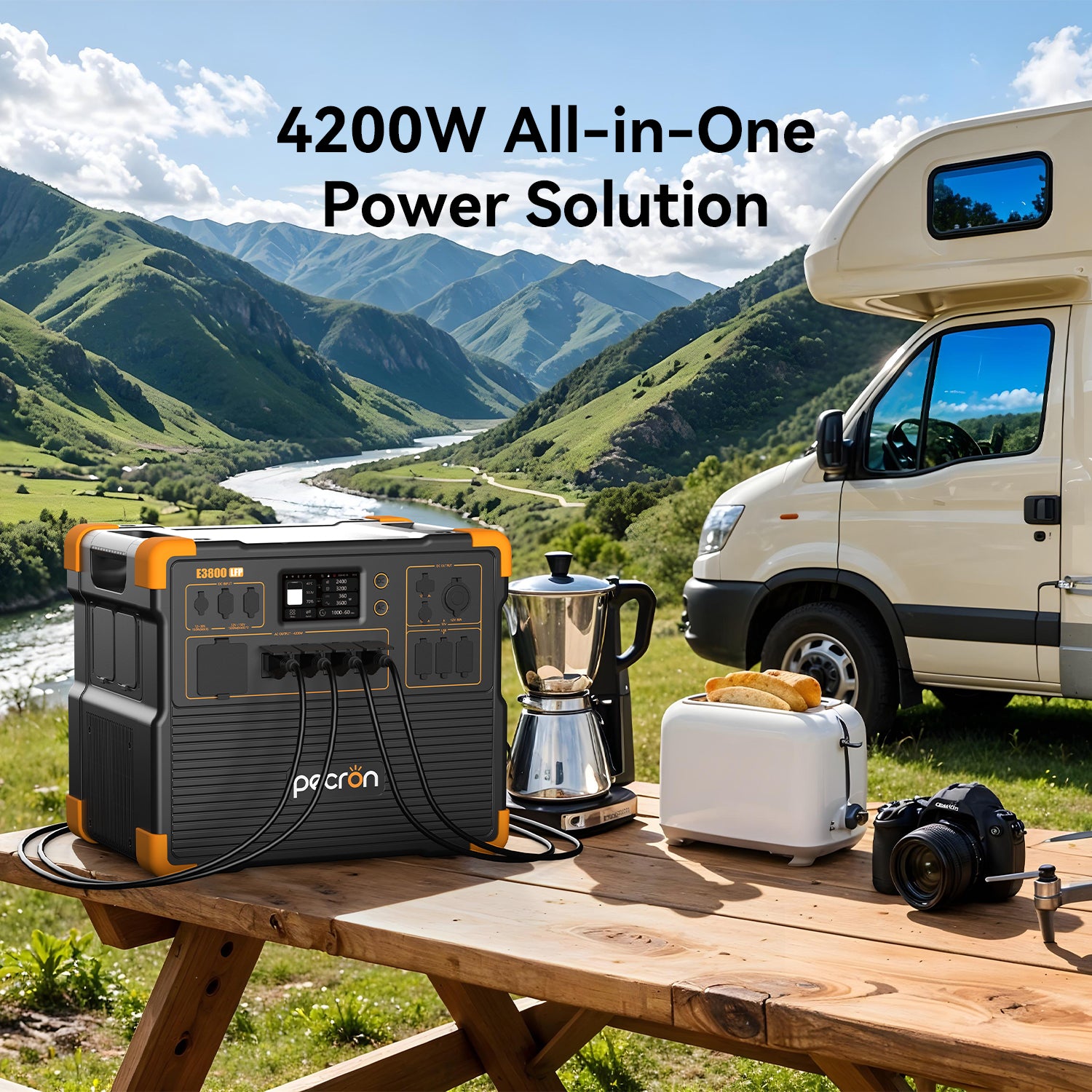 テレビ poporon PECRON E3800LFP Portable Power Station 4200W 3840Wh with Free Cart