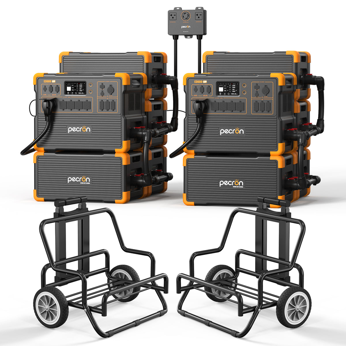 Solar Generator PECRON E3600LFP 3600W 3072Wh *2 with 8* ep3800 expansion battery & trolley *2 + 240v box