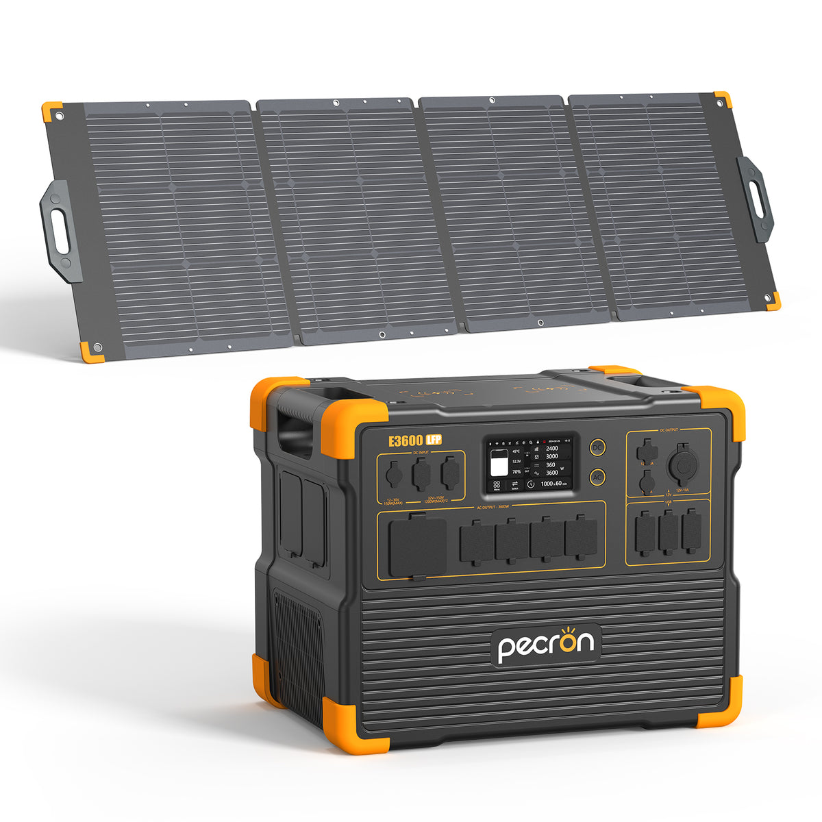 PECRON E3600LFP Solar Generator Kit 3600W 3072Wh E3600LFP+PV300 / Without Trolley