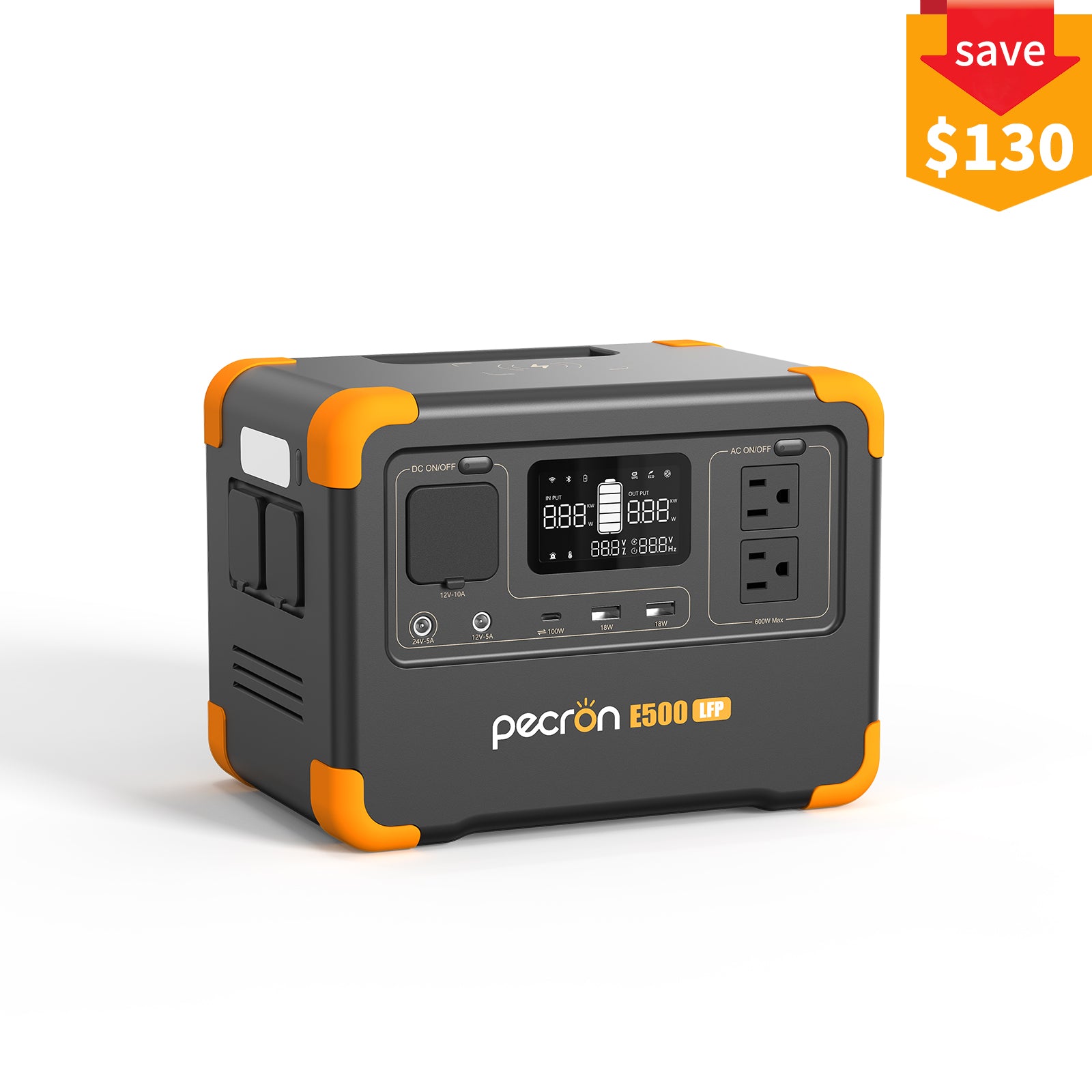 PECRON E500LFP Portable Power Station 600W 576Wh