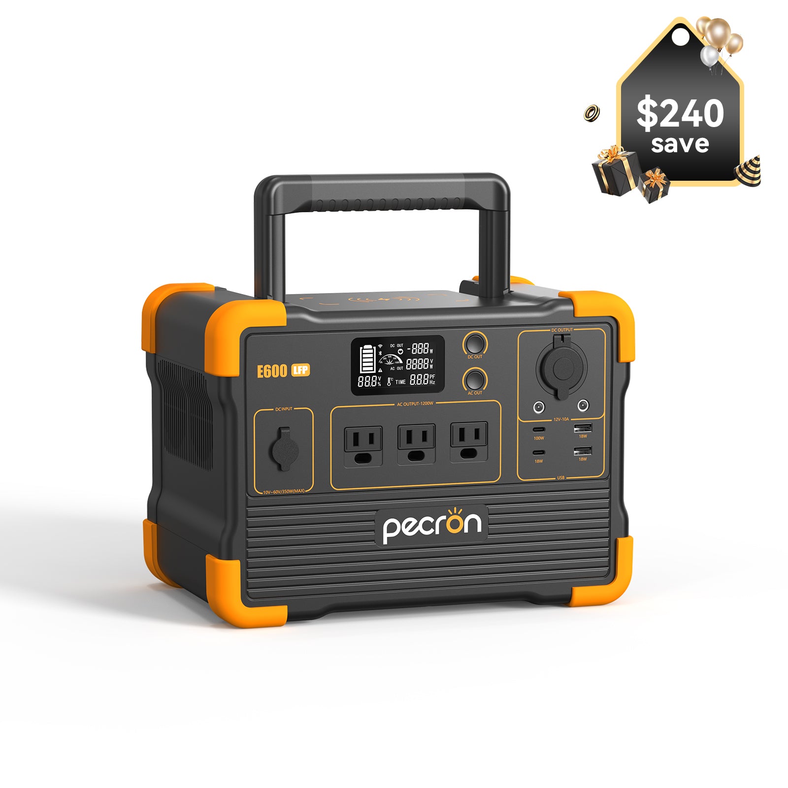 PECRON E600LFP Portable Power Station 1200W 614Wh LiFePo4