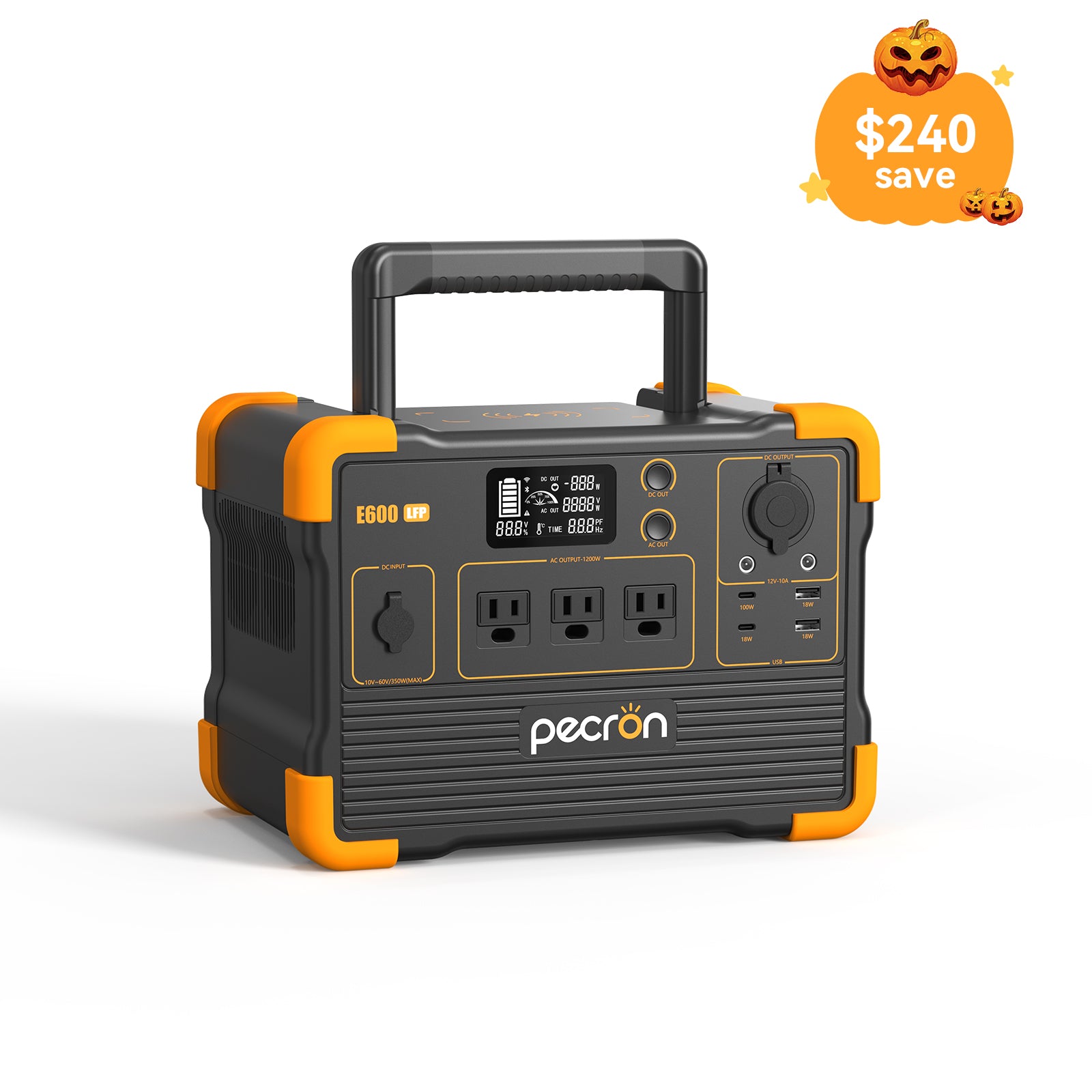 PECRON E600LFP Portable Power Station 1200W 614Wh LiFePo4