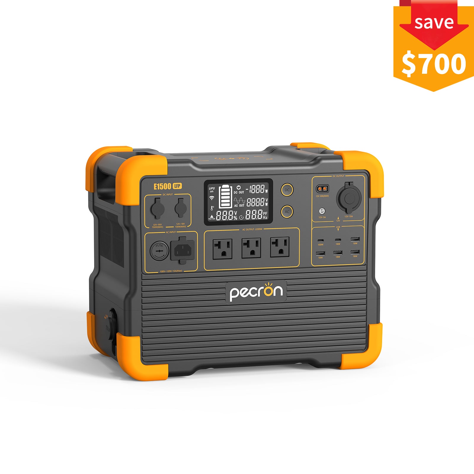 PECRON E1500LFP Expandable Portable Power Station 2200W 1536Wh
