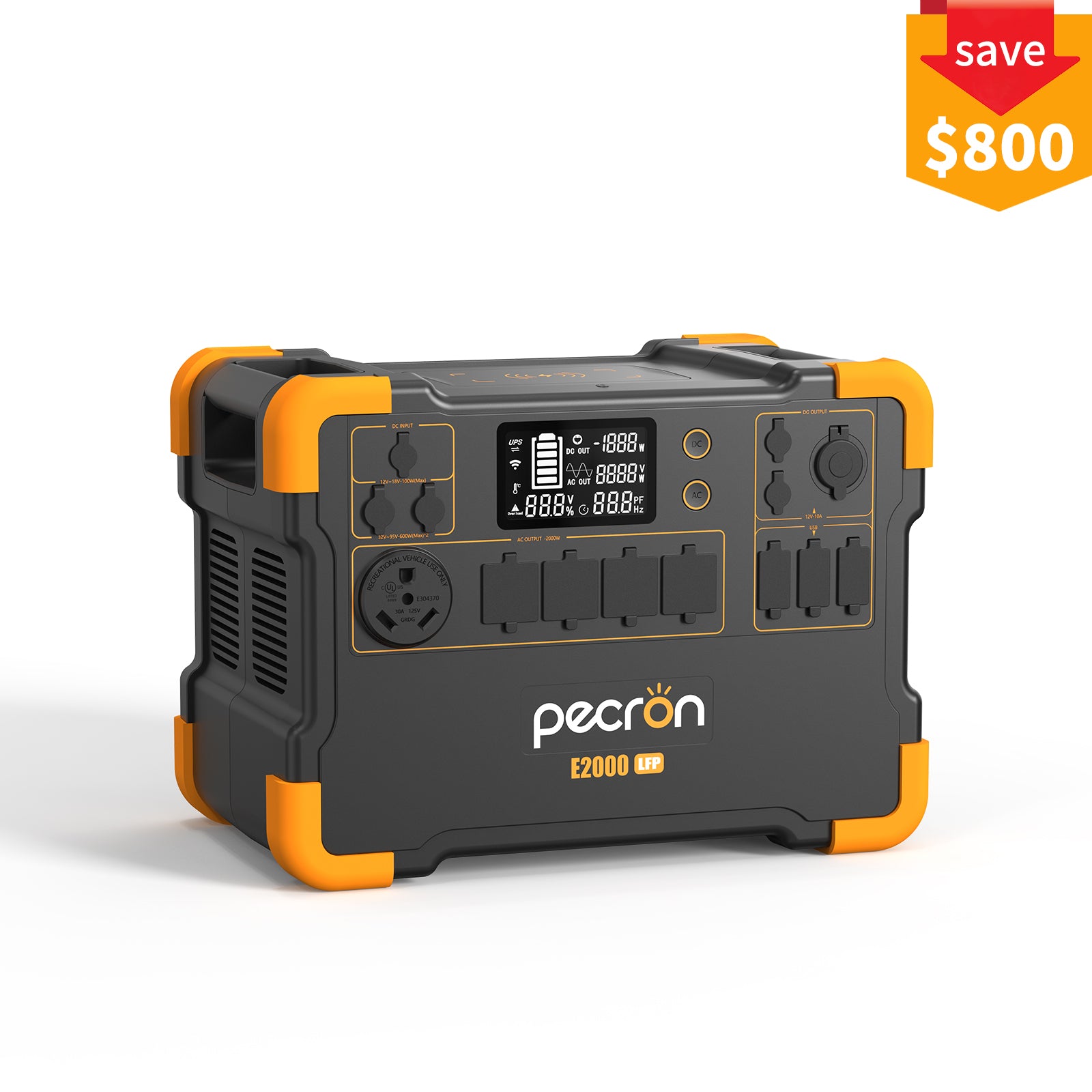 PECRON E2000LFP Expandable Portable Power Station 2000W 1920Wh