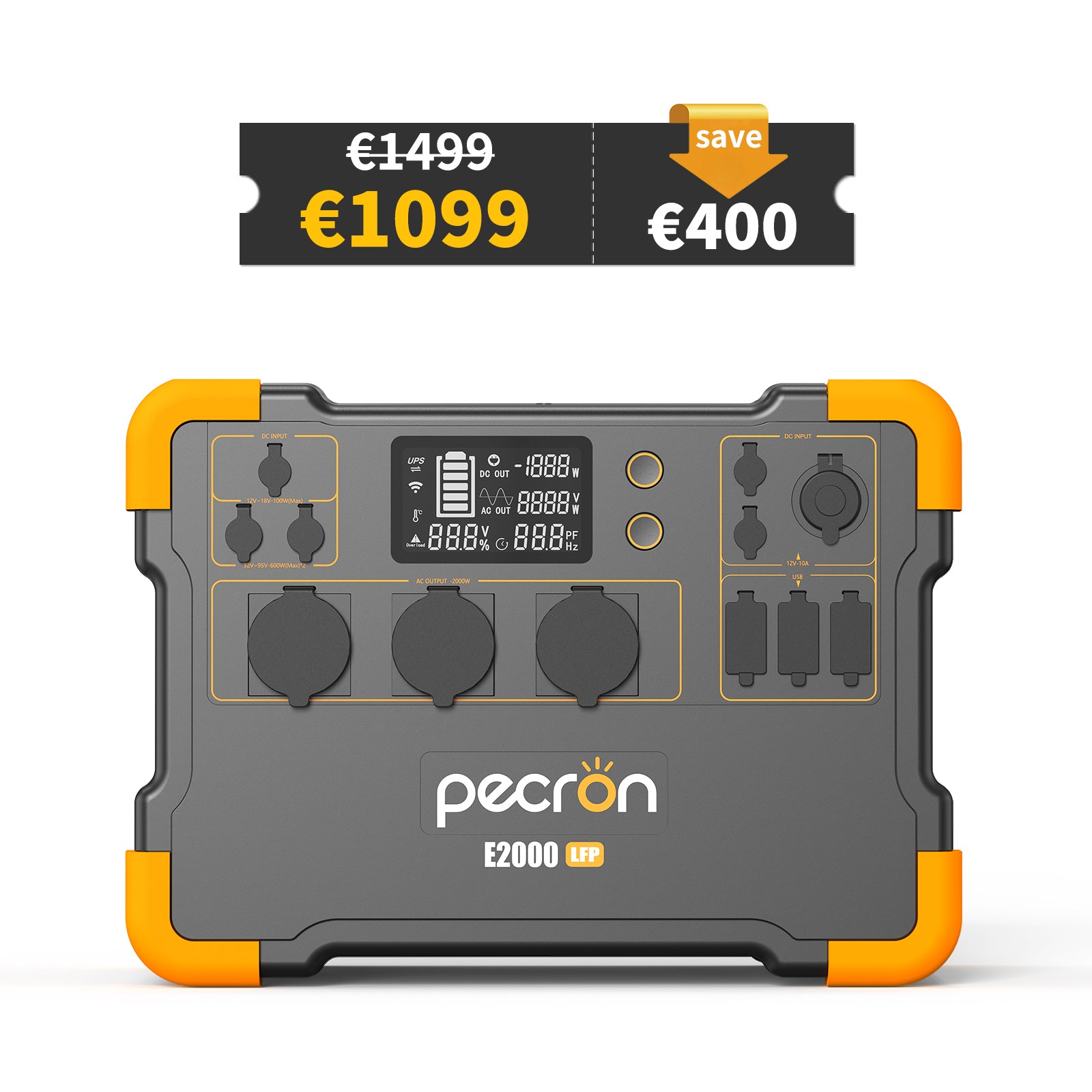 PECRON E2000LFP 230V Expandable Portable Power Station EU Version