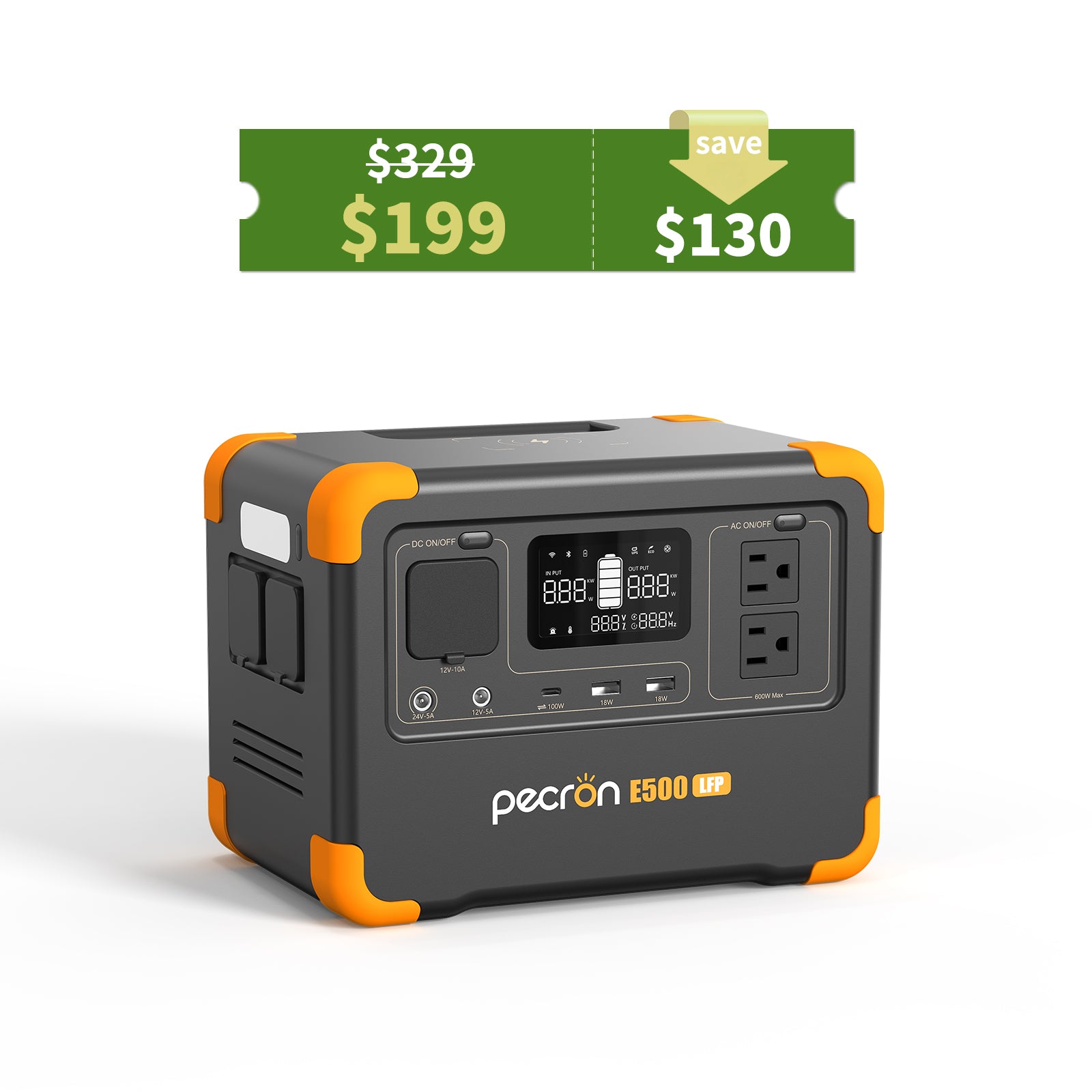 PECRON E500LFP Portable Power Station 600W 576Wh