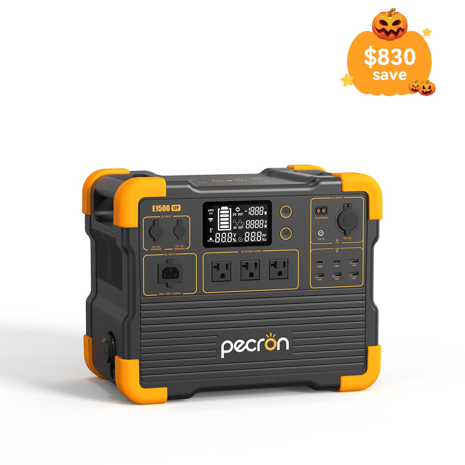PECRON E1500LFP Expandable Portable Power Station 2200W 1536Wh