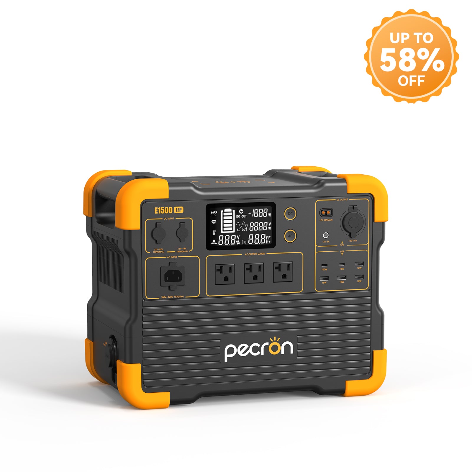 PECRON E600LFP Portable Power Station 1200W 614Wh LiFePo4