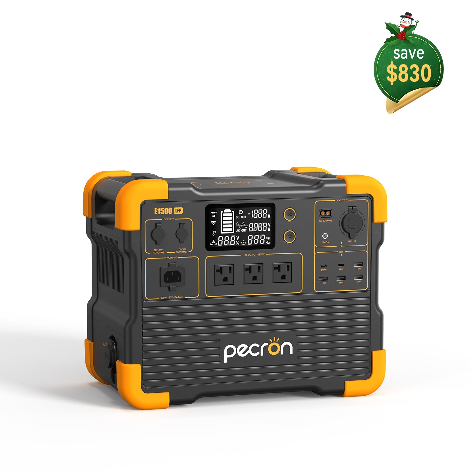 PECRON E1500LFP Expandable Portable Power Station 2200W 1536Wh