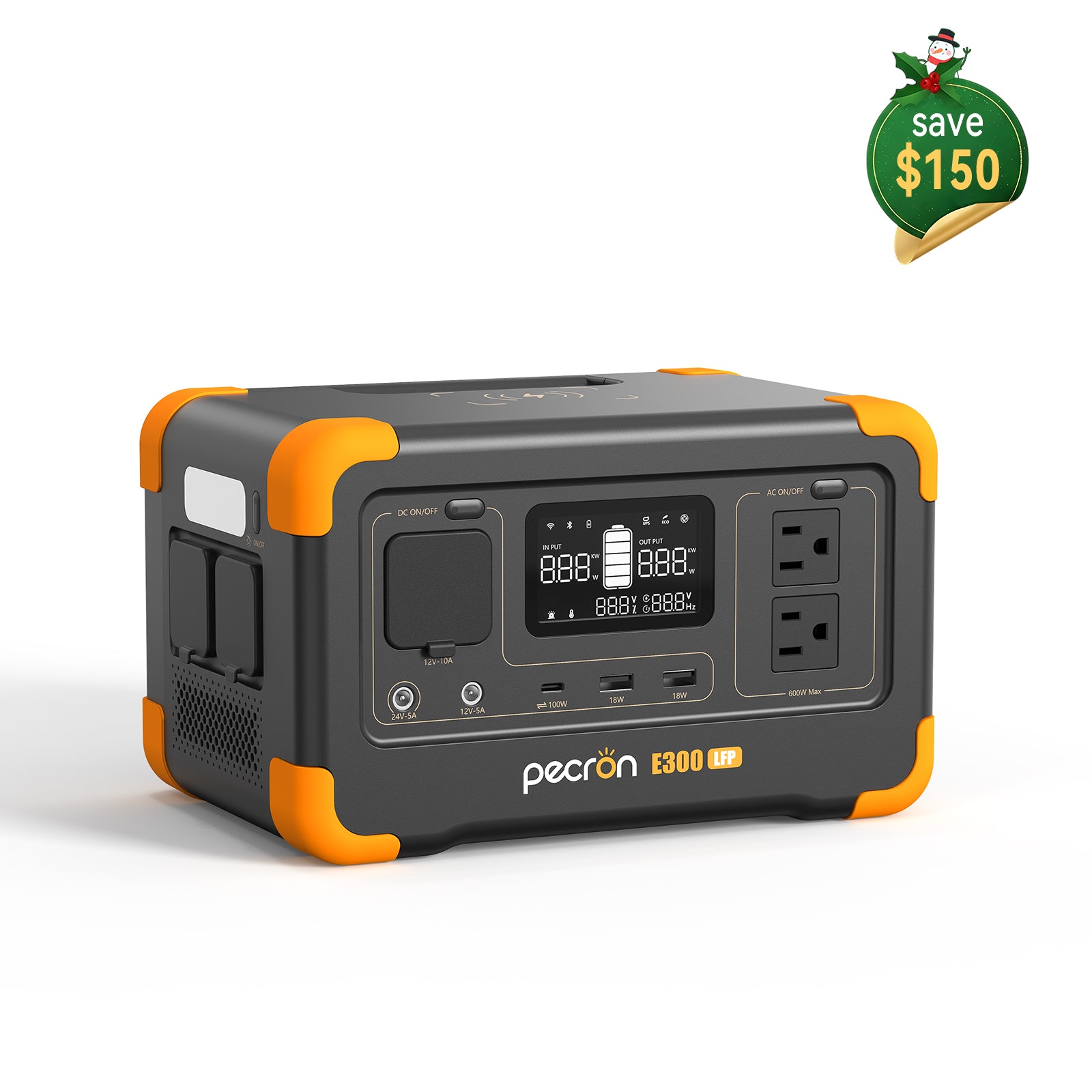 PECRON E300LFP Portable Power Station 600W 288Wh