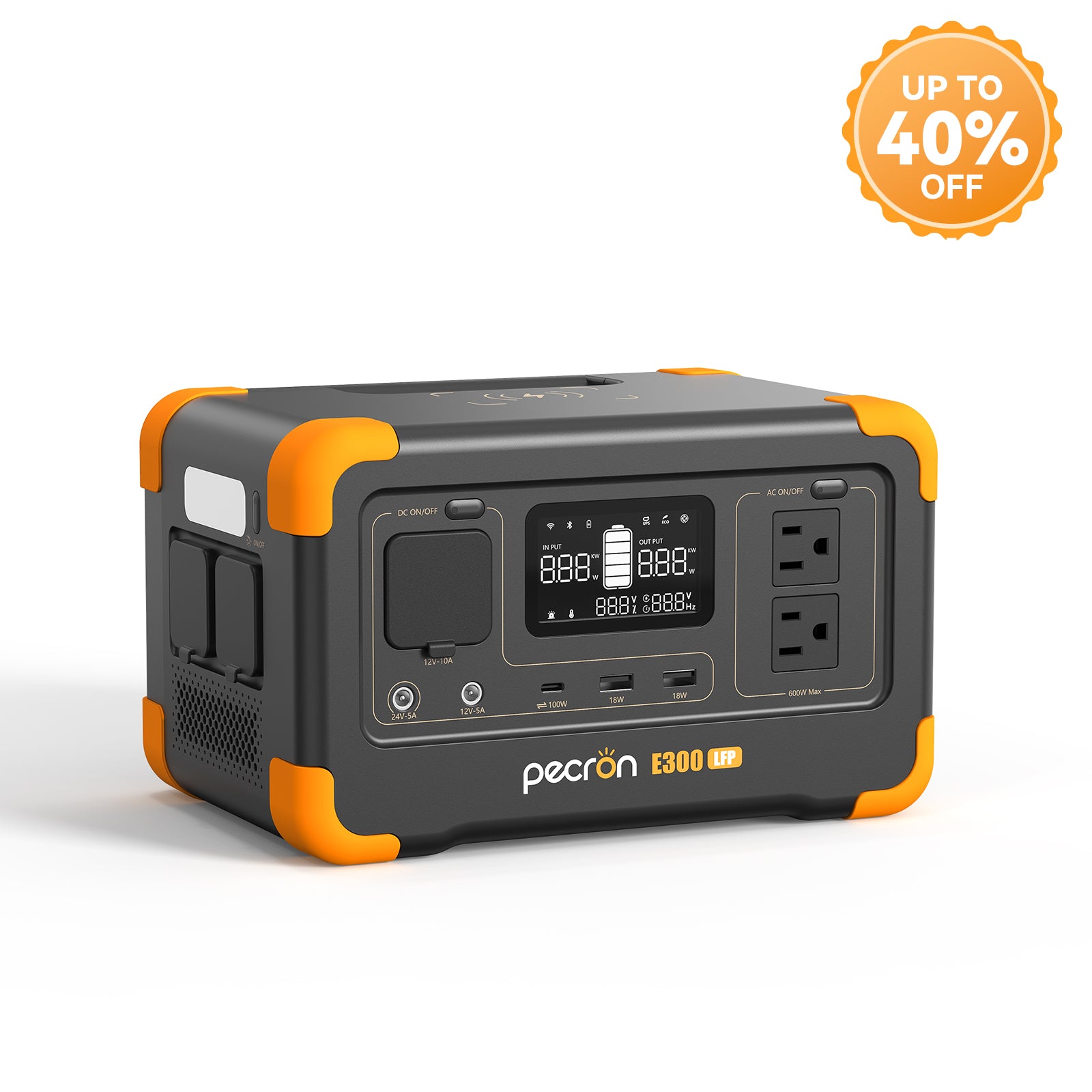 PECRON E300LFP Portable Power Station 600W 288Wh