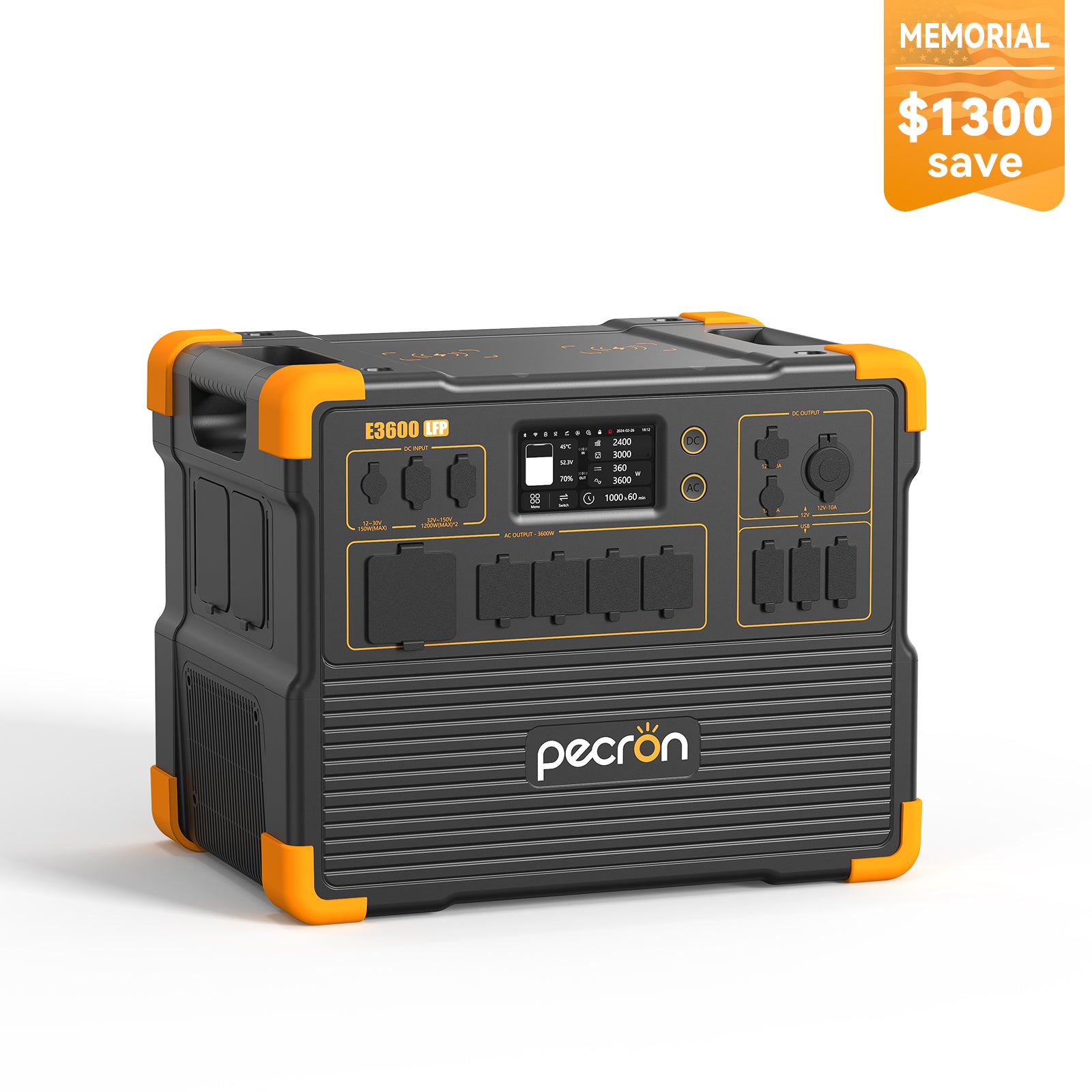 PECRON E3600LFP Portable Power Station 3600W 3072Wh