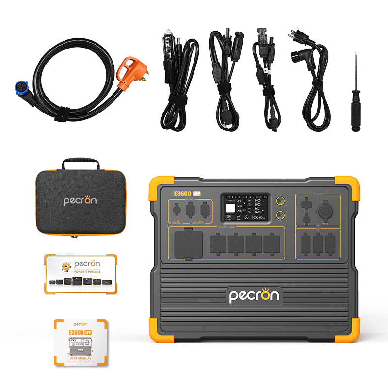 PECRON E3600LFP Solar Generator Kit 3600W 3072Wh E3600LFP+2*EP3800-48V+4*PV300 / Without Trolley