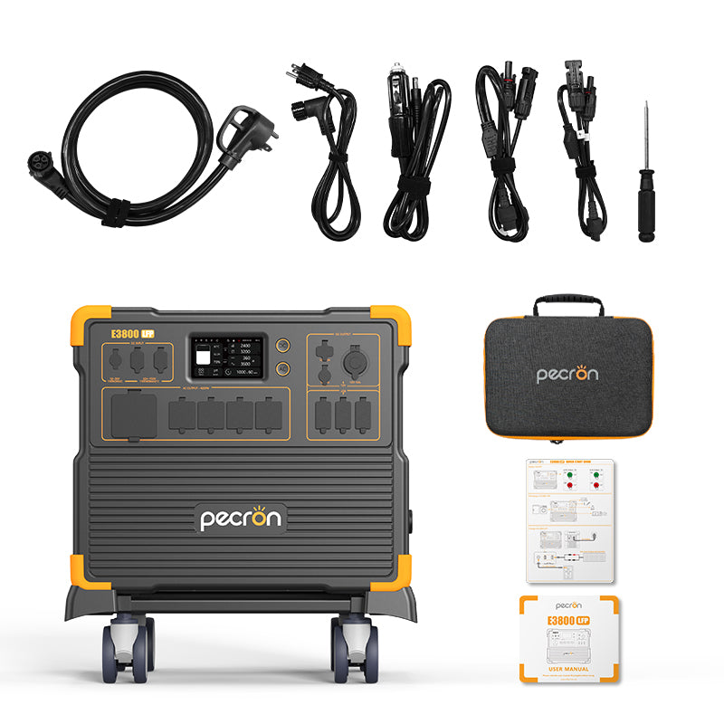PECRON E3800LFP Portable Power Station 4200W 3840Wh with Free Cart PRE