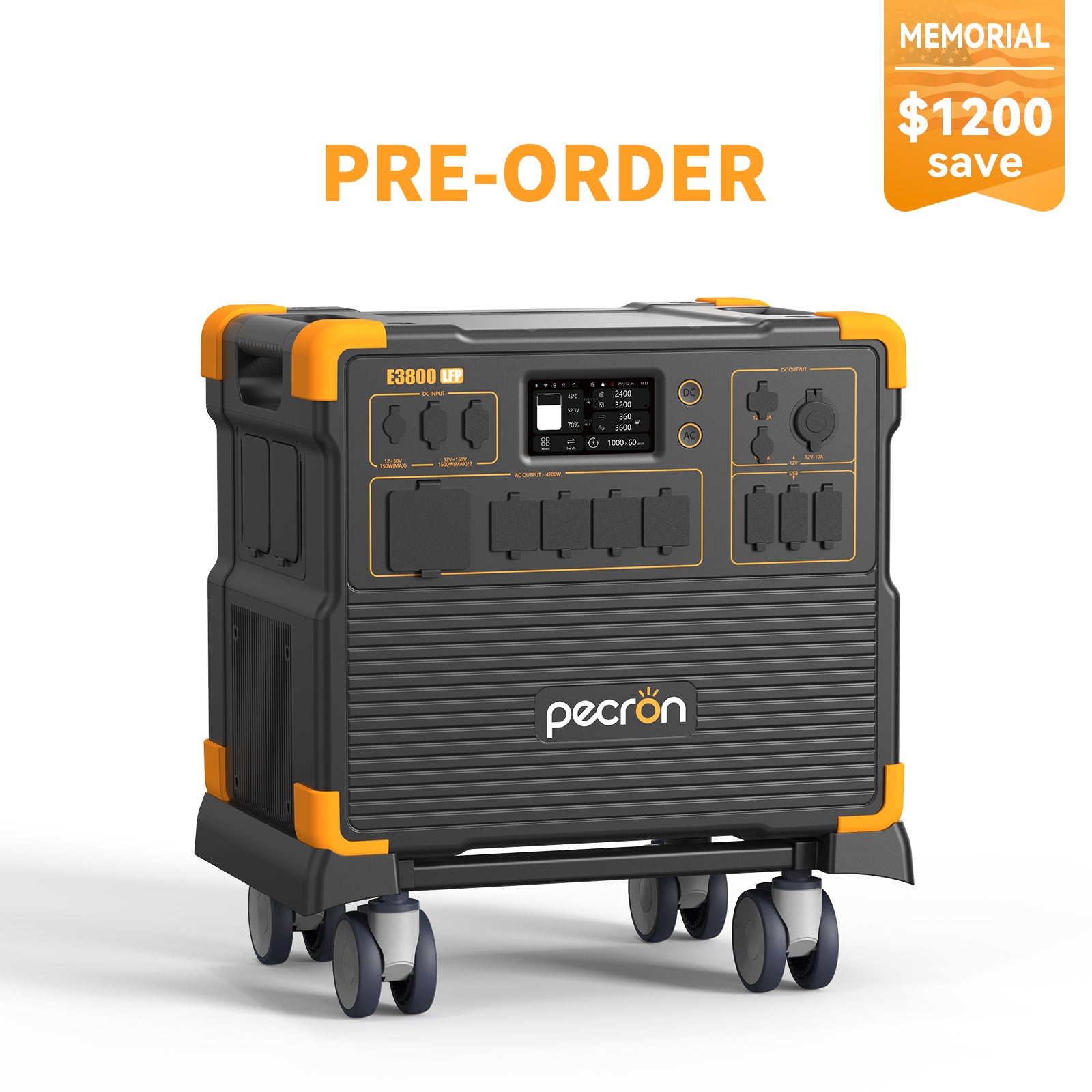 PECRON E3800LFP Portable Power Station 4200W 3840Wh with Free Cart PRE-ORDER