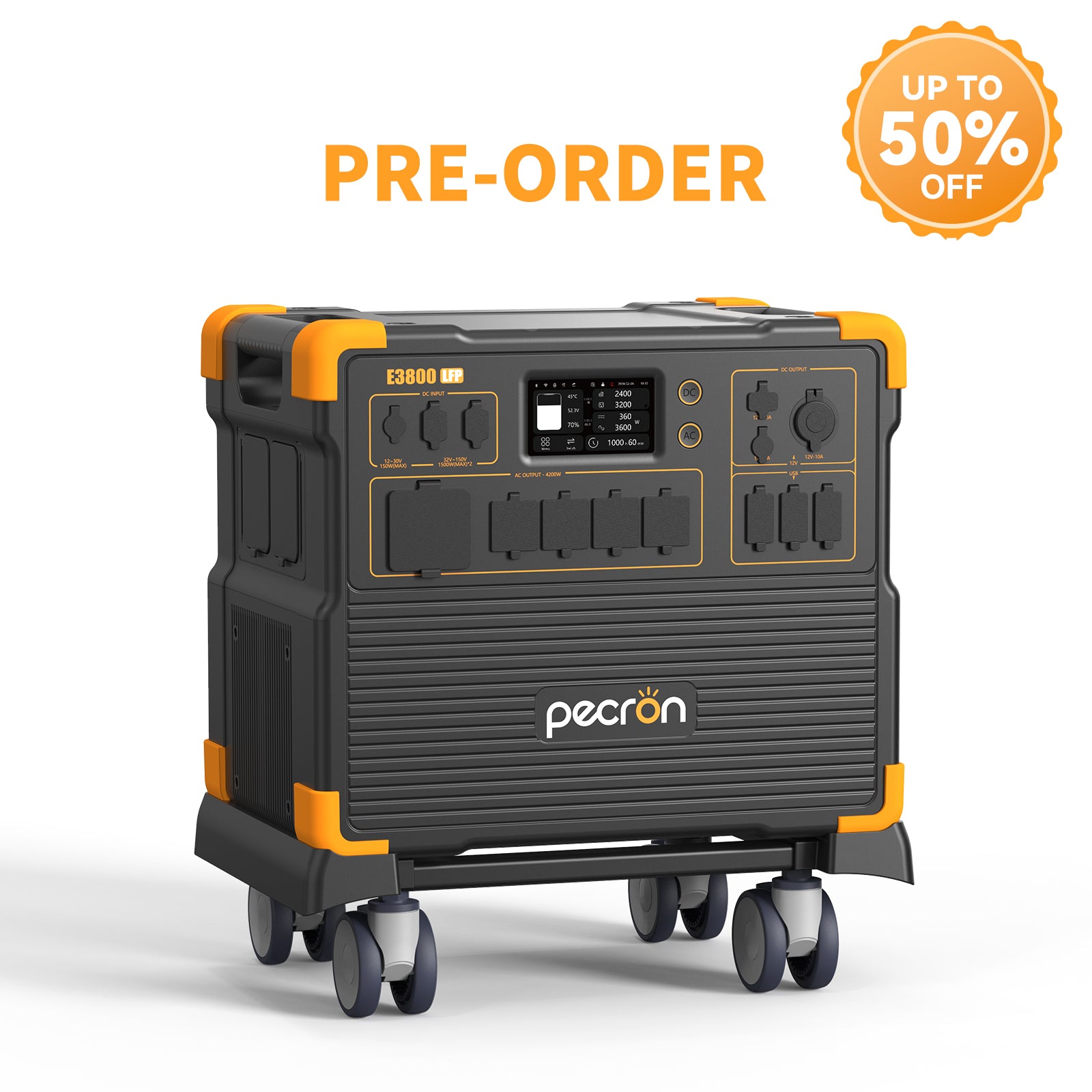 PECRON E3800LFP Portable Power Station 4200W 3840Wh with Free Cart PRE-ORDER