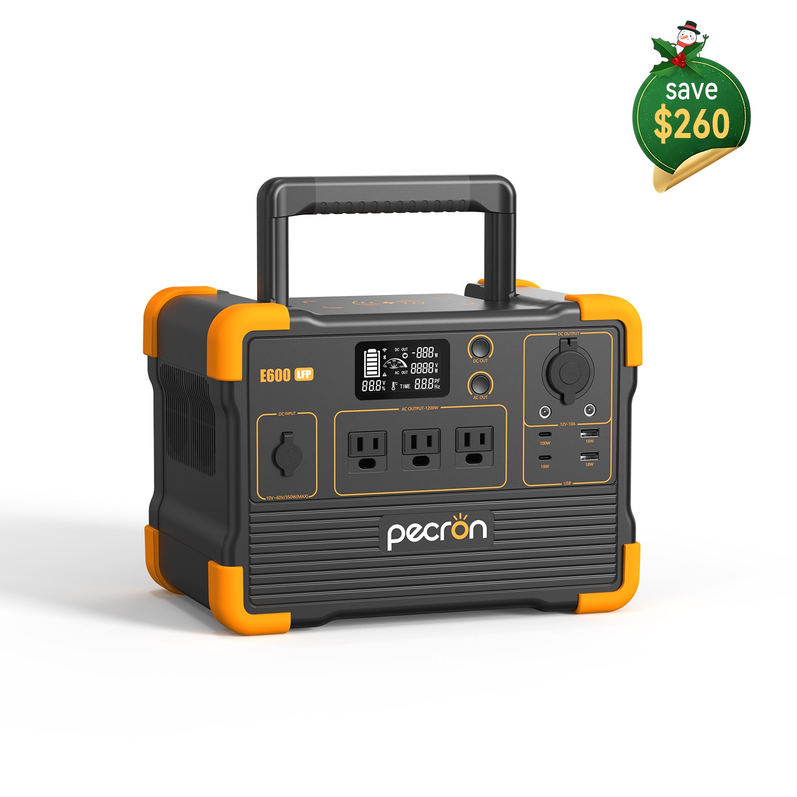 PECRON E600LFP Portable Power Station 1200W 614Wh LiFePo4