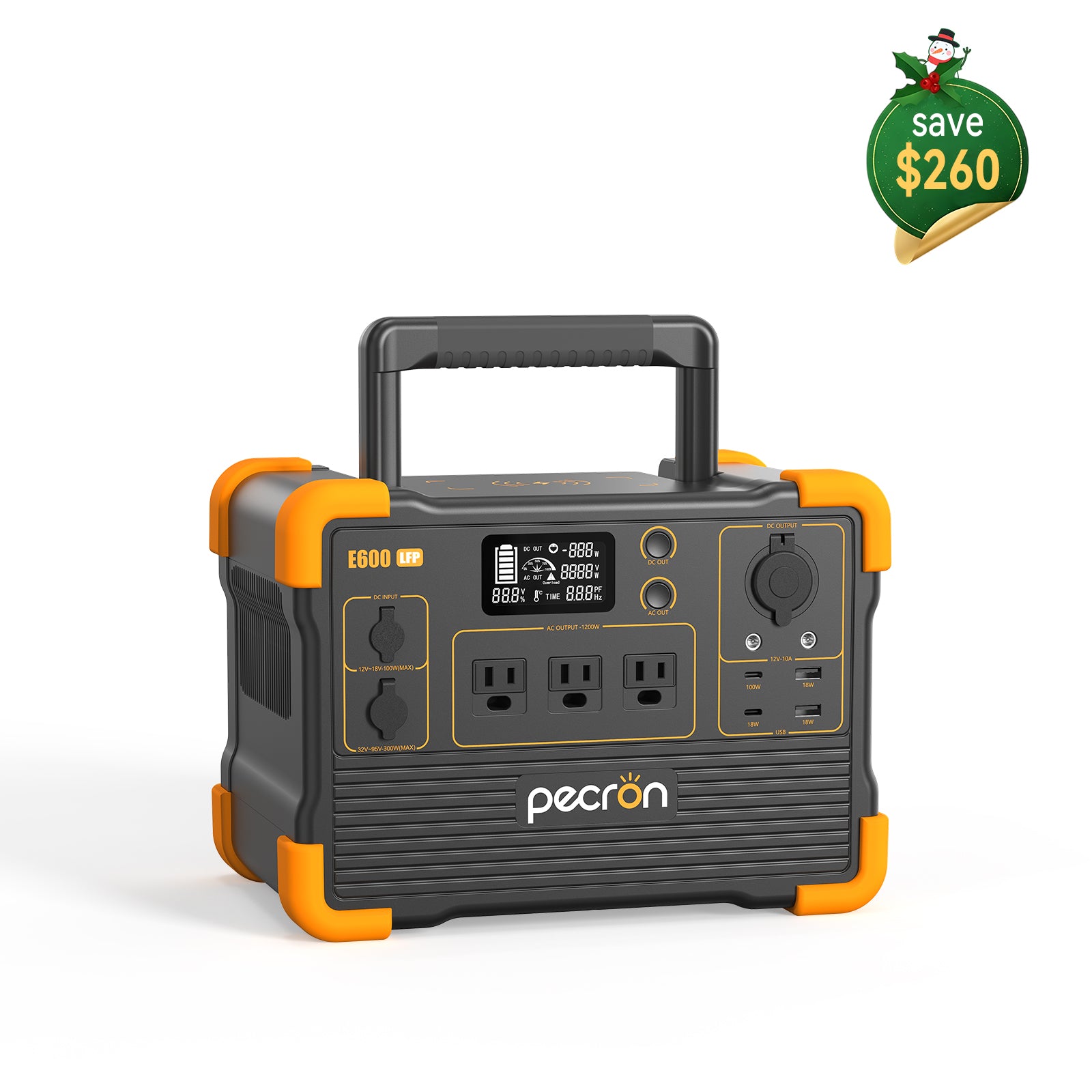 PECRON E600LFP Portable Power Station 1200W 614Wh LiFePo4