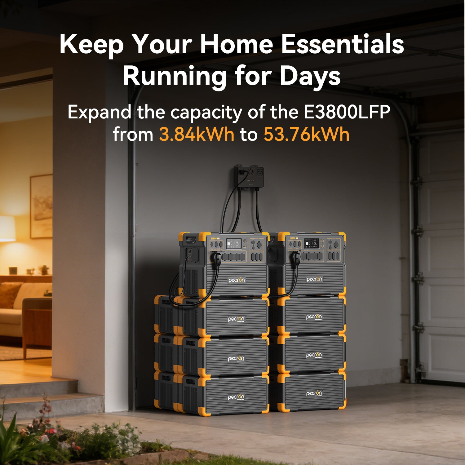 PECRON EP3800-48V Expansion Battery 3840Wh for E1500LFP/ E3600LFP/ E10
