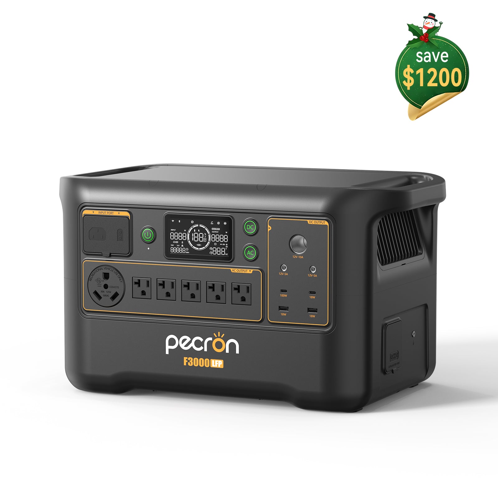 PECRON F3000LFP Portable Power Station 3600W 3072Wh