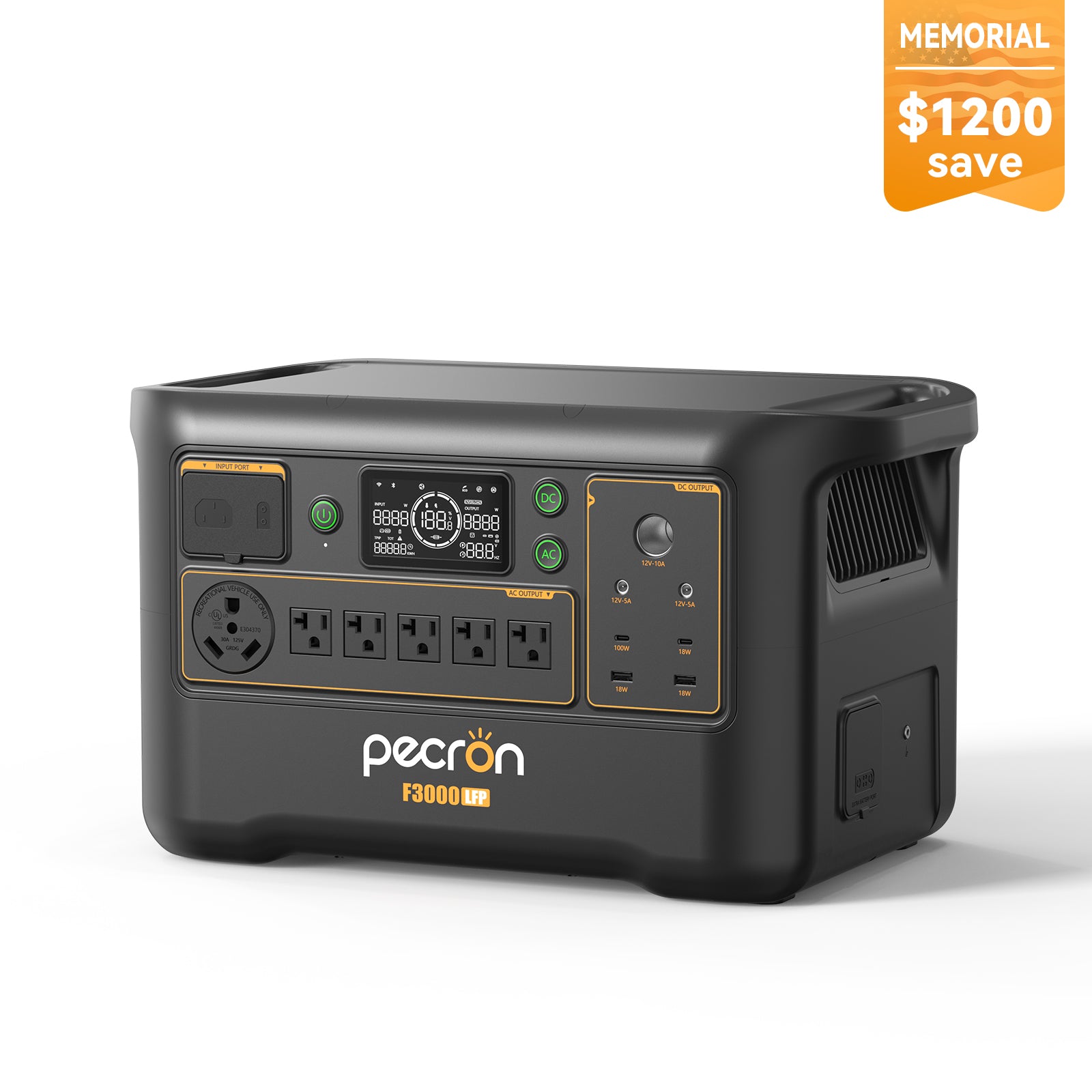 PECRON F3000LFP Portable Power Station 3600W 3072Wh