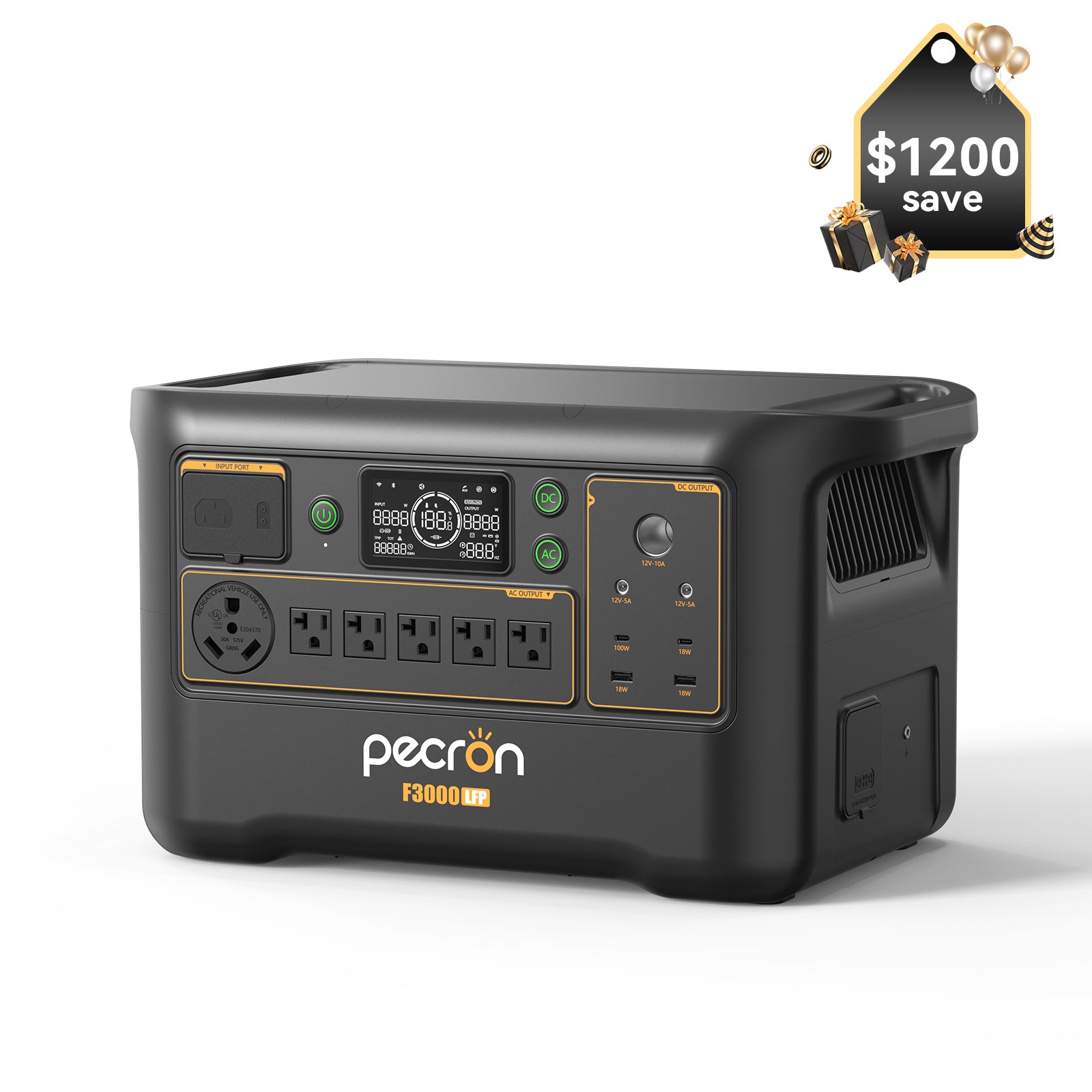 PECRON F3000LFP Portable Power Station 3600W 3072Wh