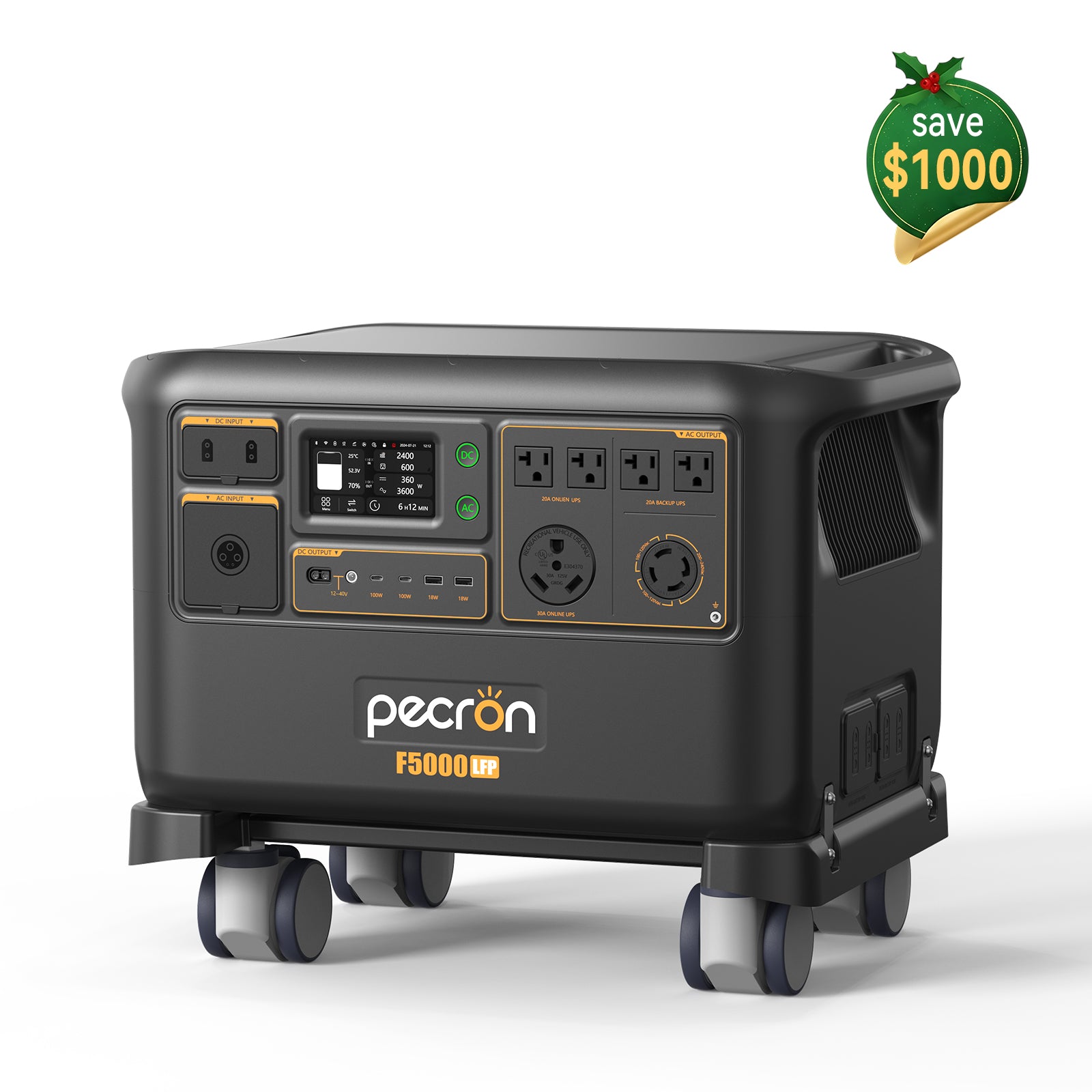 PECRON F5000LFP Portable Power Station 7200W 5120Wh 120V/240V