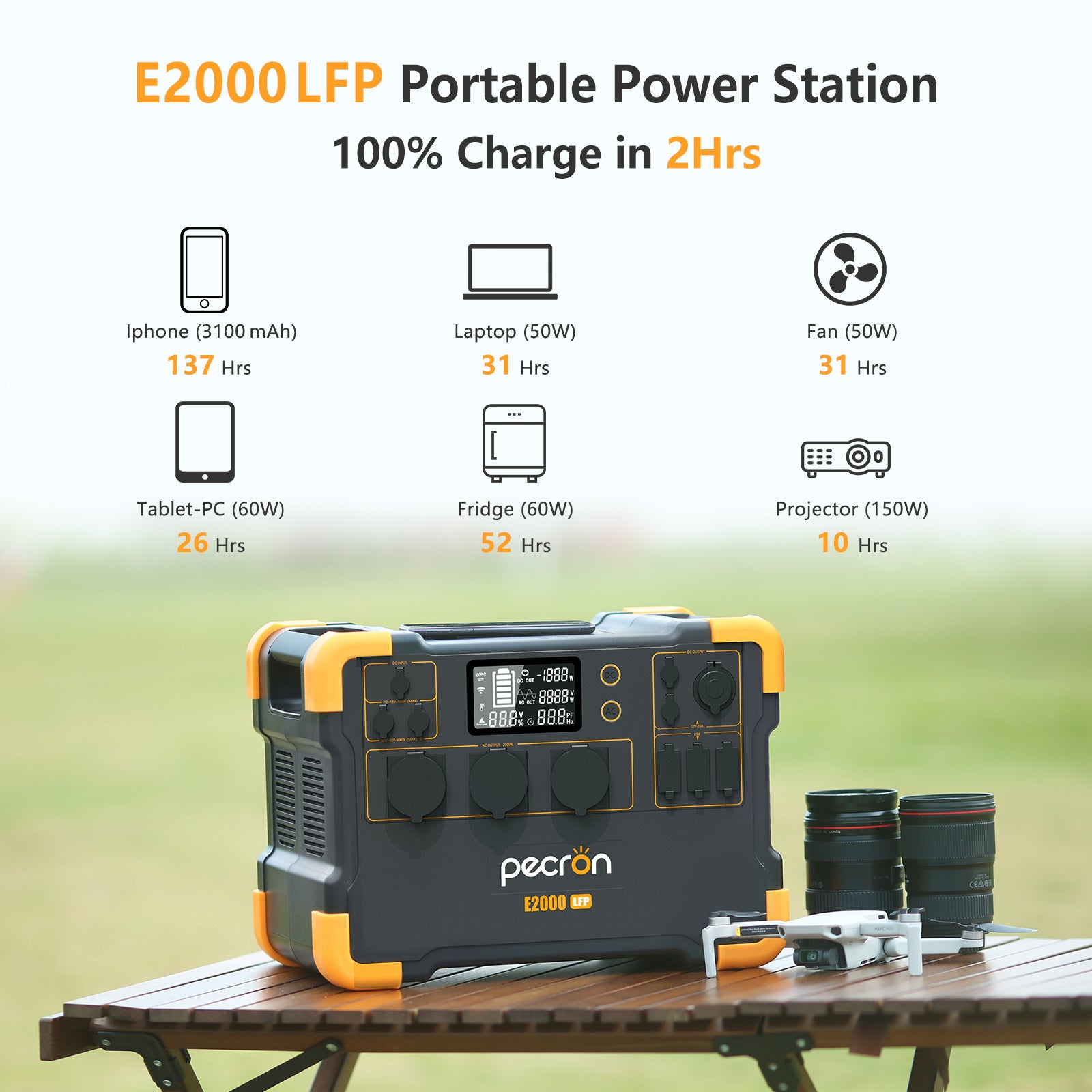 PECRON 230V E2000LFP Portable Power Station 2000W 1920Wh EU Version