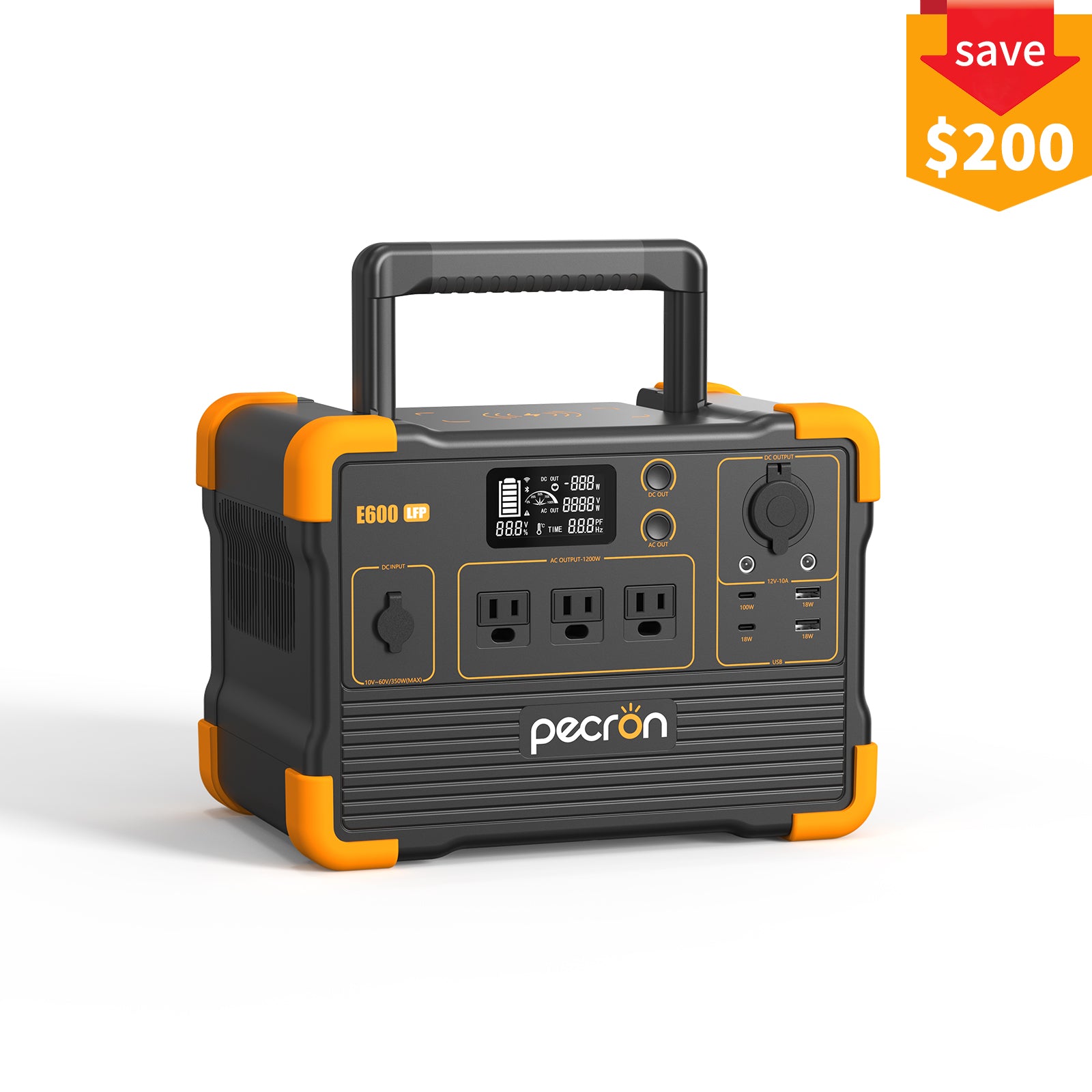 PECRON E600LFP Portable Power Station 1200W 614Wh LiFePo4